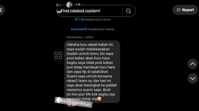 Unggahan yang diduga milik Azizah Salsha. [Instagram]