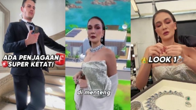 Luna Maya pemotretan pakai perhiasan Bvulgari. [TikTok]