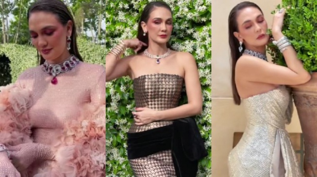 Luna Maya pemotretan pakai perhiasan Bvulgari. [TikTok]