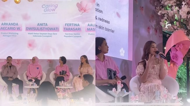 Potret Aaliyah Massaid saat jadi pembicara di event kecantikan (Instagram/youbeauty_idn)