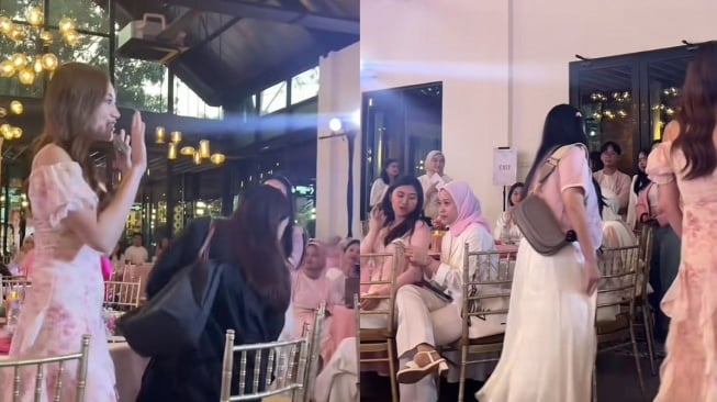 Potret Aaliyah Massaid di acara kecantikan brand YOU Beauty Indonesia (TikTok/mandaa.ry)