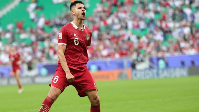 Sandy Walsh sukses membawa Timnas Indonesia unggul 1-0 atas Arab Saudi di Stadion King Abdullah Sports City, Jeddah, Jumat (6/9) dinihari WIB [AFP]