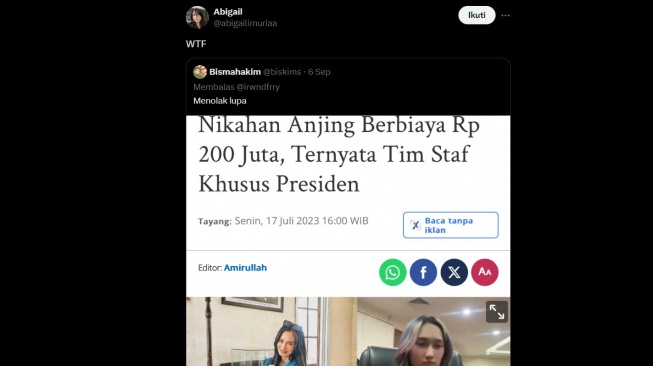 Berulah di Era Presiden Jokowi, Kabar Stafsus Gelar Pernikahan Anjing Rp 200 Juta Kembali Viral: Pajak Gue!