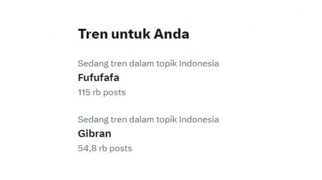 Trending Topic X hari ini. [screenshot]