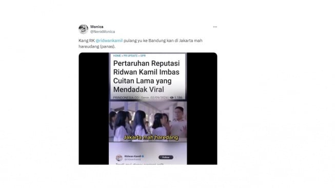 Jejak digital video Ridwan Kamil. [X/NenkMonica]