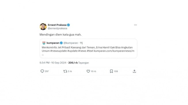 Cuitan Ernest Prakasa. [X/ernestprakasa]