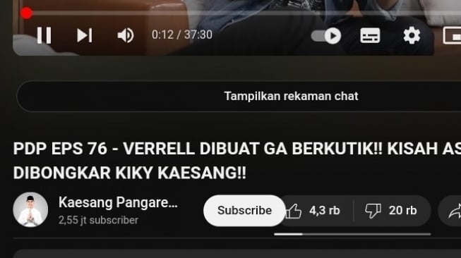 Podcast Depan Pintu (PDP) Kaesang Pangarep dapat 20 ribu lebih dislike (X/Tan_Mar3M)