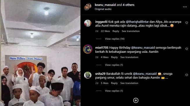 Warganet menyoroti absennya Aaliyah Massaid dan Thariq Halilintar di ulang tahun Keanu Massaid. (Instagram/@keanu_massaid)