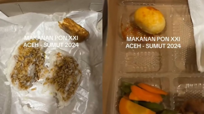 Potret menu makanan para atlet PON XXI Aceh-Sumut 2024 (Instagram/ratu.nyinyir.officiall)