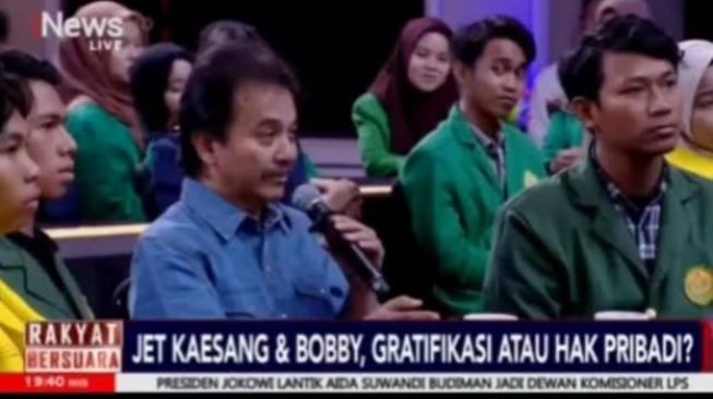 Roy Suryo ketika bongkar dugaan gratifikasi jet pribadi Kaesang (iNews)