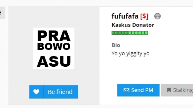 Terbongkar Profil Akun Fufufafa Pakai Foto Hina Prabowo, Ternyata Jadi Kaskus Donator