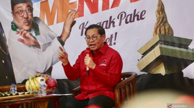 Bacagub Jakarta Pramono Agung di GOR Cilandak, Jakarta Selatan, Sabtu (14/9/2024). [ANTARA/HO-Tim Dokumentasi Pramono Anung dan Rano Karno]