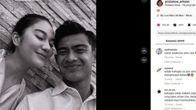 Foto Pratama Arhan dan Azizah Salsha. [TikTok]