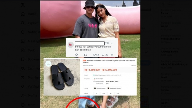 Sandal Kaesang diledek netizen (X)