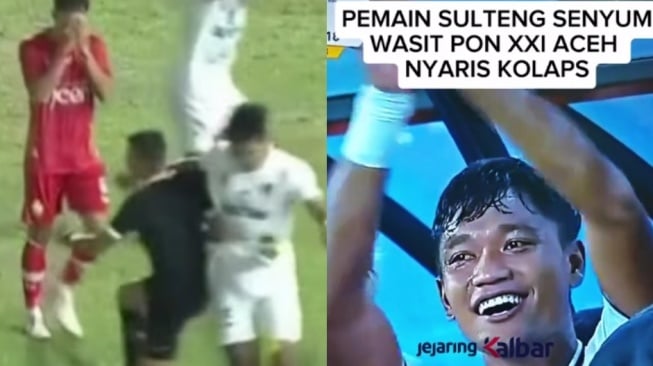 Netizen Murka Rizky Saputra Ketawa Habis Bogem Wasit yang Hampir Kolaps (kolase Suara.com)