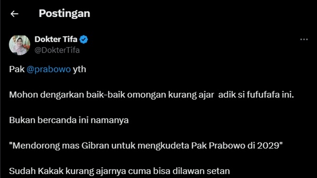 Cuitan Dokter Tifa tentang Kaesang Pangarep (X)