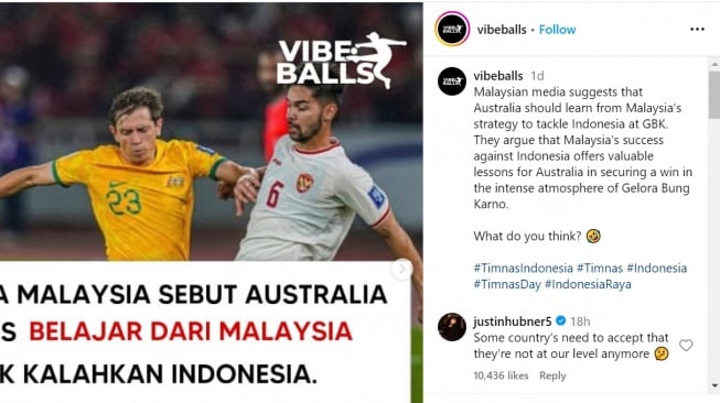 Justin Hubner sindir balik media Malaysia. (Instagram/@vibeballs)