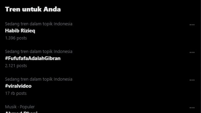 Habib Rizieq menjadi trending topik di platform X Indonesia. (tangkapan layar/X)