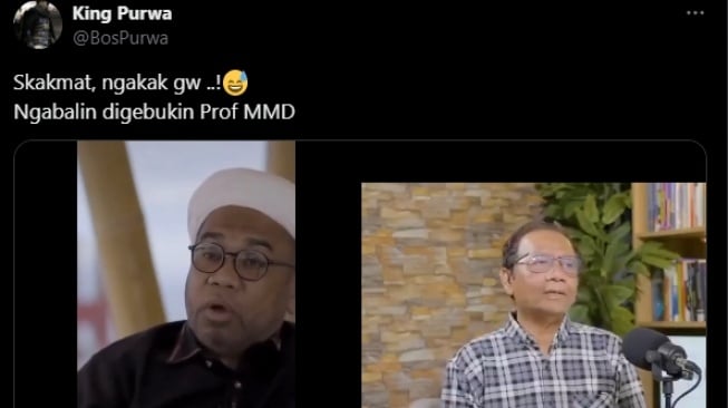 Potongan video Ngabalin dan Mahfud Md yang diunggah netizen di X. (tangkapan layar/X)