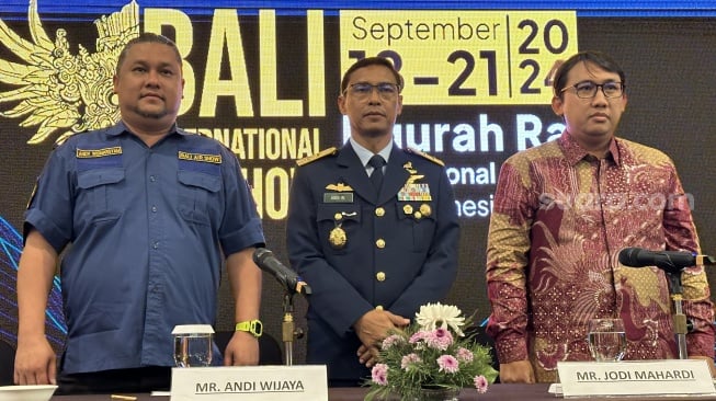 Jumpa pers Bali International Airshow 2024 yang dihelat di Bali Nusa Dua Convention Center pada Selasa (17/9/2024). [Suara.com/Sumarni]