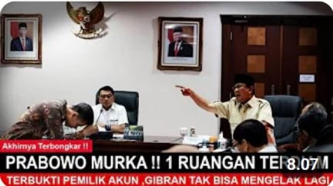 Thumbnail unggahan Youtube yang memuat klaim bahwa Prabowo murka kepada Gibran. Faktanya, klaim terebut tidak benar.