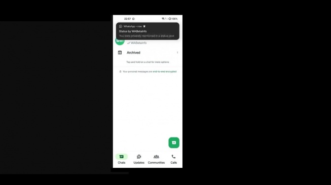 Fitur tag kontak di Status WhatsApp. [WABetaInfo]