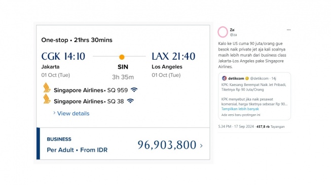 Harga tiket pesawat komersial business class. [X/zah*********]