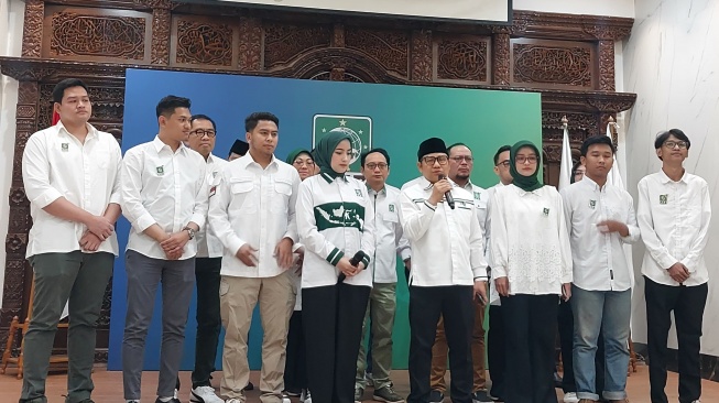 Ketua Umum DPP Partai Kebangkitan Bangsa (PKB) Muhaimin Iskandar akhirnya secara resmi mengumumkan susunan pengurus Dewan Pimpinan Pusat (DPP) partainya untuk periode 2024-2029. (Suara.com/Bagaskara)