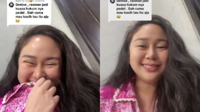 Ekspresi Denise Chariesta saat tahu Razman Arif Nasution jadi pengacara Vadel Badjideh. [TikTok]