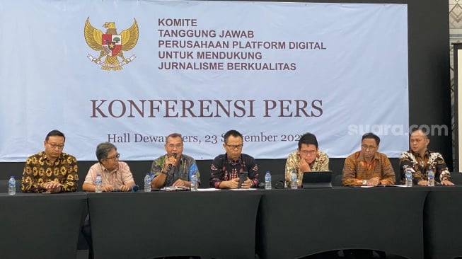 Komite Tanggung Jawab Perusahaan Platform Digital untuk Mendukung Jurnalisme Berkualitas. (Suara.com/Dea)