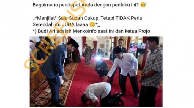 CEK FAKTA: Foto Menkominfo Budi Arie sedang Sujud Menyembah Jokowi