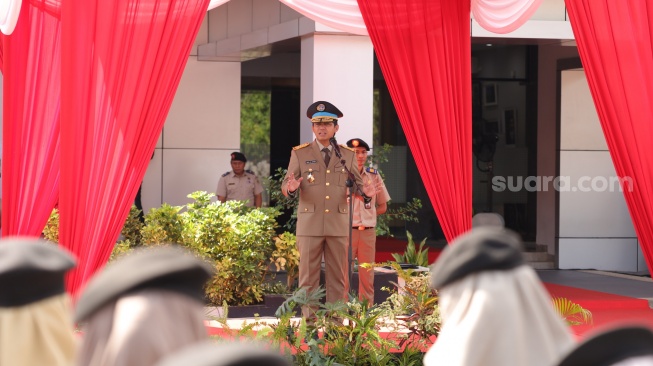 Wakil Menteri ATR/BPN, Raja Juli Antoni saat memberikan sambutan di Upacara Peringatan Hari Agraria dan Tata Ruang. [Dok. Kementerian ATR/BPN]