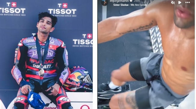 Jorge Martin memamerkan keringat deras saat di Indonesia (Instagram)