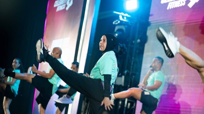 Triesca Ariesandy sebagai instruktur Body Combat di Ballroom Kuningan City Mall, Sabtu (15/9/2024) [Suara.com/Dini Afrianti]