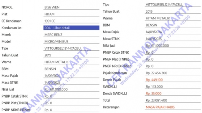 Pajak mobil mewah Mercedes-Benz V-Class hadiah dari Ruben Onsu. (Youtube/The Onsu Family)