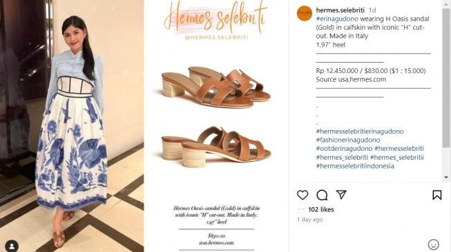 Sandal Hermes Erina Gudono (Instagram)