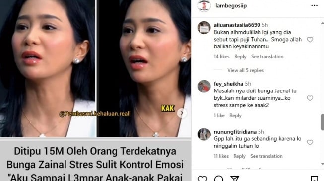 Bunga Zainal ramai diminta kembali peluk agama Islam (Instagram/@lambegosiip)