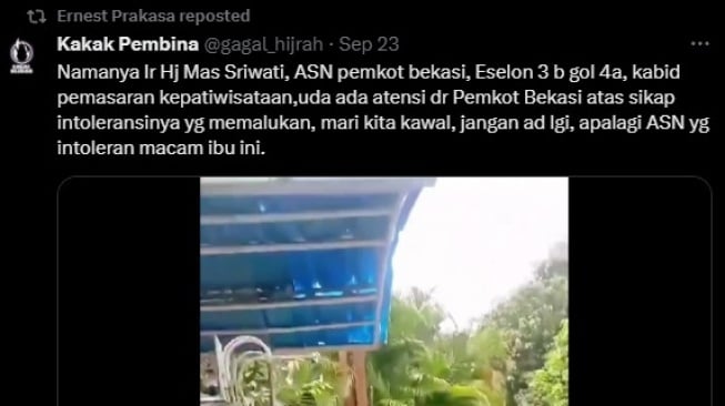 Ernest Prakasa bagikan ulang update kasus Masriwati (Twitter/@ernestprakasa)