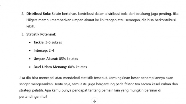 Prediski ChatGPT Soal Permainan Mees Hilgers di Laga Man United vs Twente [Tangkap layar]