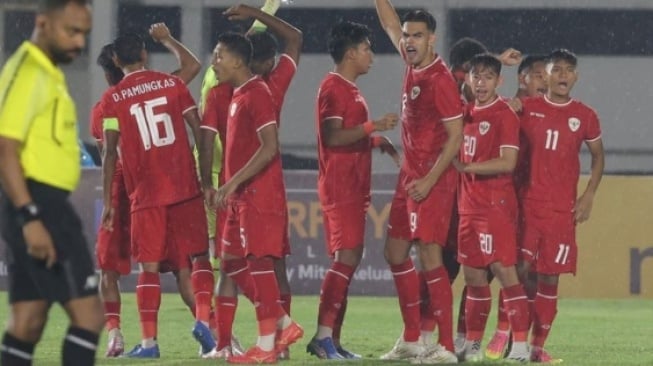 Selebrasi Pemain Timnas Indonesia U-20 Usai Menang 4-0 Atas Maladewa di Laga Pembuka Grup F Ajang Kualifikasi Piala Asia U-20 2025. (instagram.com/@timnas.indonesia)