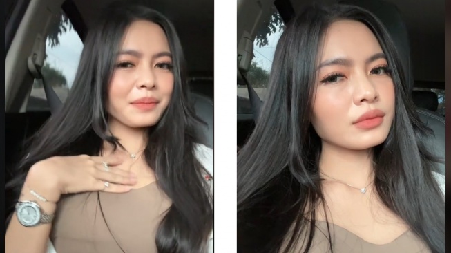 Gaya centil Clara Wirianda bernyanyi di dalam kabin mobil (TikTok)