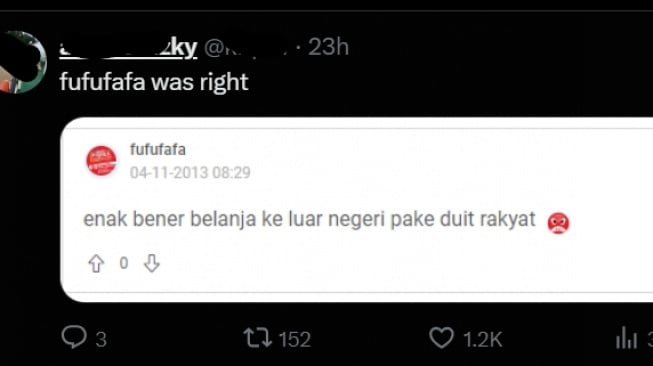 Ucapan Fufufafa viral lagi. (X)