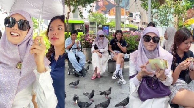 Gaya Mulan Jameela jalan-jalan di Singapura. [TikTok]