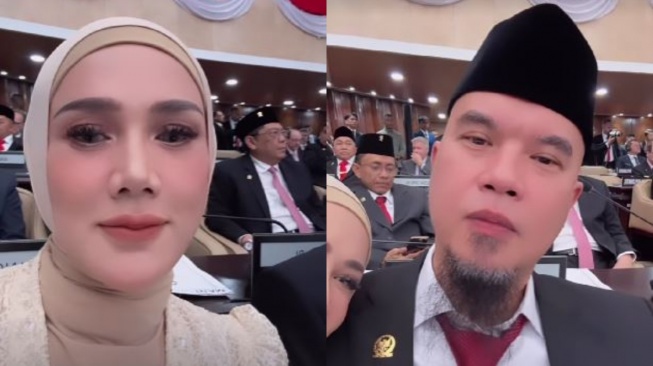 Mulan Jameela dan Ahmad Dhani dilantik jadi anggota DPR RI 2024-2029. [Instagram/@mulanjameela1]