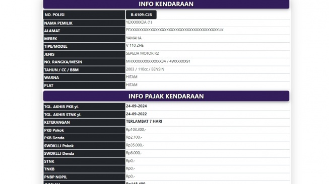 Pajak motor Raffi Ahmad ternyata sudah telat 7 hari (Samsat Banten)