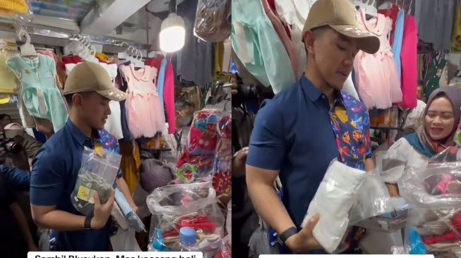 Kaesang Pangarep belanja keperluan bayi di Pasar Panorama Lembang (TikTok/iputuyogasptra)