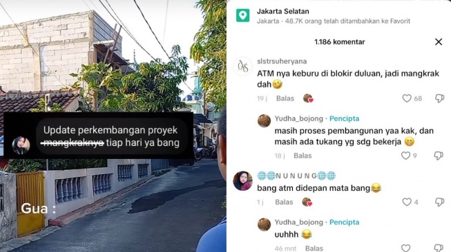 Tetangga Vadel Badjideh unggah update perkembangan renovasi rumah kekasih Laura Meizani (TikTok/yudha_bojong)