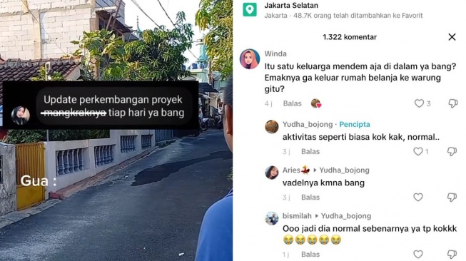 Tangkap layar pengakuan tetangga Vadel Badjideh (TikTok/yudha_bojong)