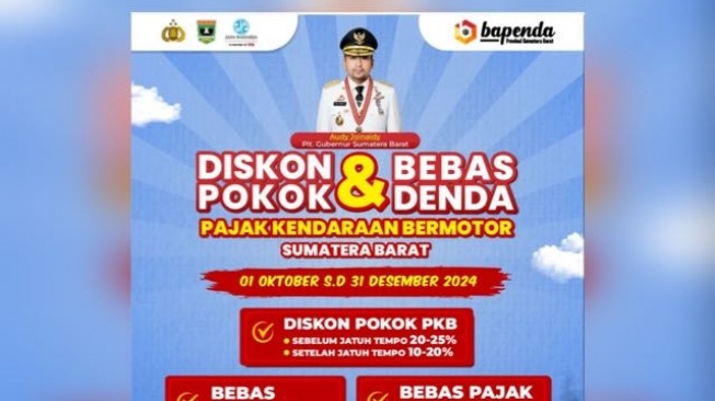 Pemprov Sumbar Tawarkan Diskon Pajak Kendaraan hingga 25 Persen, Berlaku Oktober-Desember 2024