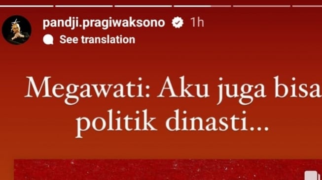 Pandji Pragiwaksono soroti 3 anggota keluarga Soekarno yang lolos ke Senayan (Instagram/@pandji.pragiwaksono)